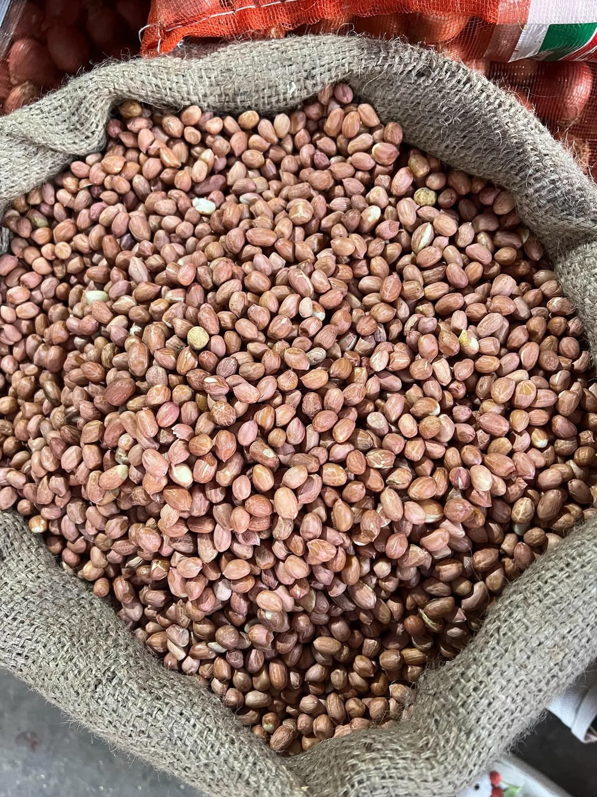 Groundnuts in jute bag